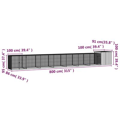 vidaXL Klietka pre kurčatá antracitová 800x91x100 cm pozinkovaná oceľ