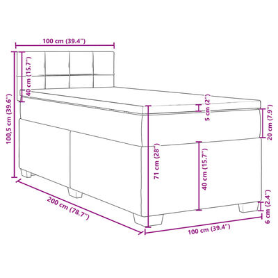 vidaXL Boxspring posteľ s matracom bledosivý 100x200 cm látka