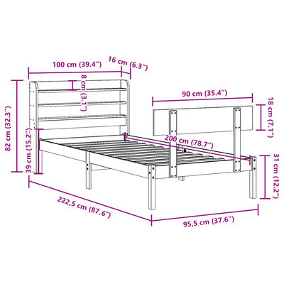 vidaXL Posteľ bez matraca biely 150x200 cm masívna borovica