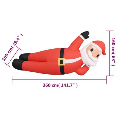 vidaXL Nafukovací ležiaci vianočný Santa s LED 160 cm