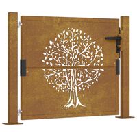 vidaXL Záhradná brána 105x105 cm kortenová oceľ dizajn stromu