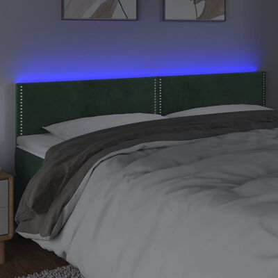 vidaXL Čelo postele s LED tmavozelené 180x5x78/88 cm zamat