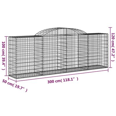 vidaXL Oblúkové gabiónové koše 20ks 300x50x100/120cm pozinkov. železo