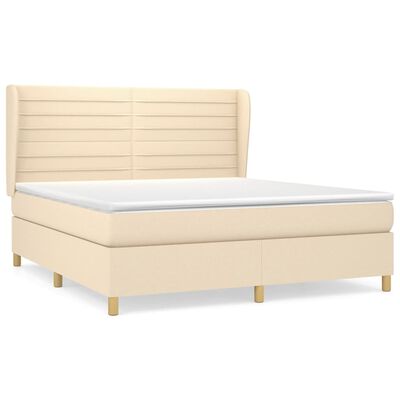 vidaXL Posteľný rám boxspring s matracom krémový 160x200 cm látka