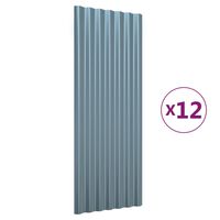 vidaXL Strešné panely 12 ks práškovaná oceľ sivá 100x36 cm