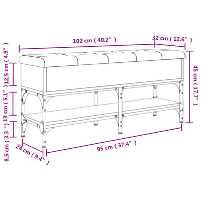 vidaXL Lavička na topánky sivá sonoma 102x32x45 cm kompozitné drevo