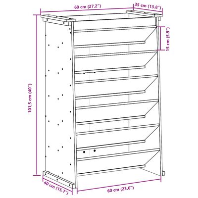 vidaXL Kvetináč na bylinky 6-poschodový 69x40x101,5cm impreg. borovica