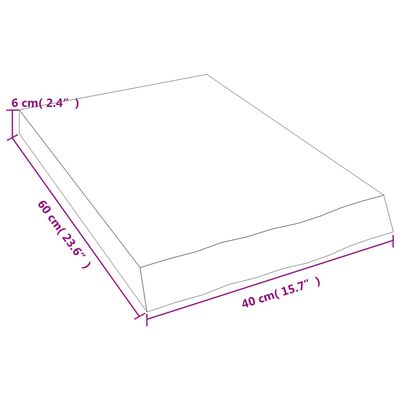 vidaXL Nástenná polica tmavohnedá 40x60x(2-6) cm ošetrený dubový masív