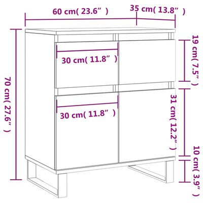 vidaXL Komoda hnedý dub 60x35x70 cm spracované drevo