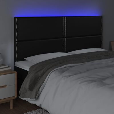 vidaXL Čelo postele s LED čierne 180x5x118/128 cm umelá koža