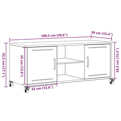 vidaXL TV skrinka horčicovožltá 100,5x39x43,5 cm oceľ