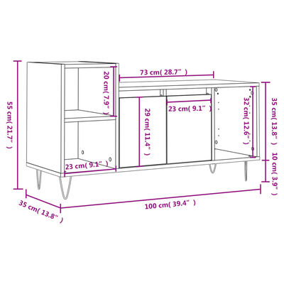 vidaXL TV skrinka sivý dub sonoma 100x35x55 cm spracované drevo