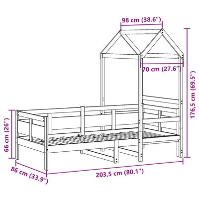 vidaXL Denná posteľ so strieškou 80x200 cm borovicový masív