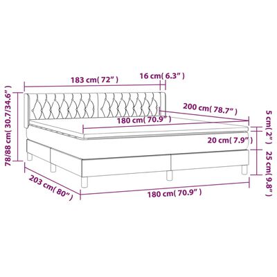 vidaXL Posteľný rám boxspring s matracom sivohned 180x200 cm látka