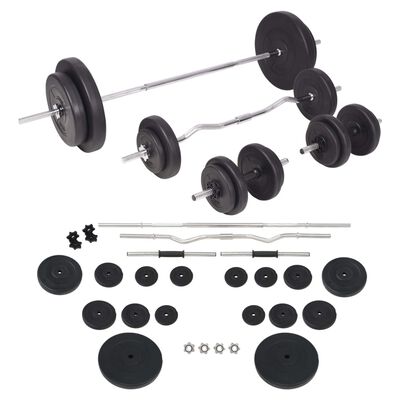 vidaXL Súprava závaží a tyčí barbell a dumbbell, 90 kg