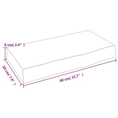 vidaXL Nástenná polica tmavohnedá 40x20x6 cm ošetrený dubový masív