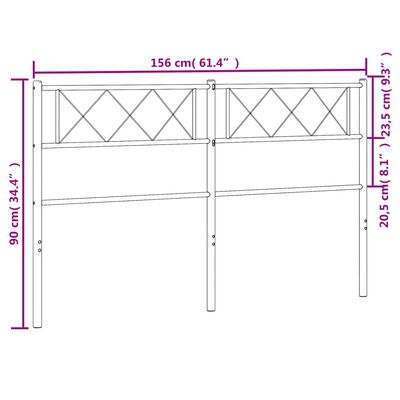 vidaXL Kovové čelo postele, biele 150cm