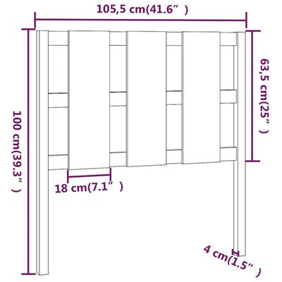 vidaXL Čelo postele 105,5x4x100 cm masívna borovica