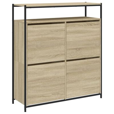 vidaXL Botník so 4 výklopnými zásuvkami dub sonoma 100x34x112 cm