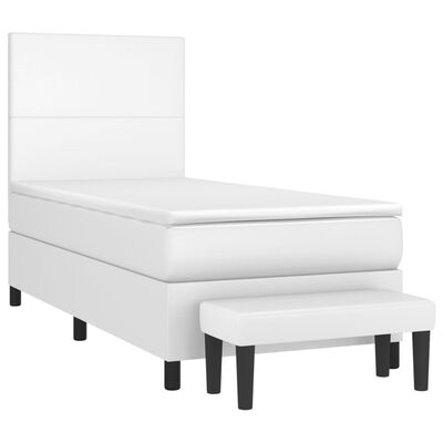 vidaXL Boxspring posteľ s matracom biela 90x200 cm umelá koža