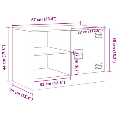 vidaXL TV skrinka biela 67x39x44 cm oceľ