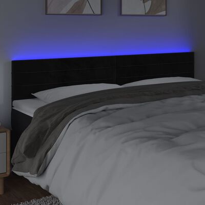 vidaXL Čelo postele s LED čierne 160x5x78/88 cm zamat