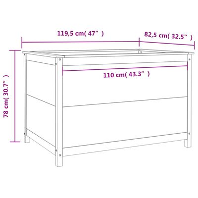 vidaXL Záhradný vyvýšený záhon biely 119,5x82,5x78 cm masívna borovica