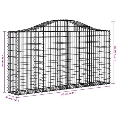 vidaXL Oblúkové gabiónové koše 6ks 200x30x100/120cm pozinkované železo