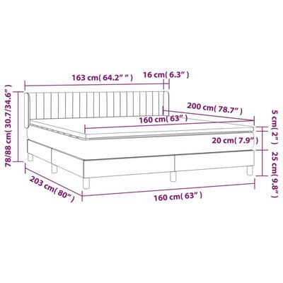 vidaXL Posteľný rám boxsping s matracom ružový 160x200 cm zamat