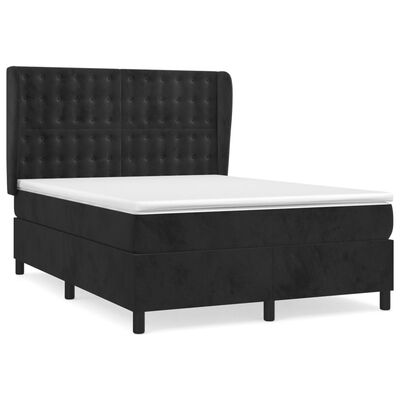 vidaXL Posteľný rám boxspring s matracom čierny 140x190 cm zamat