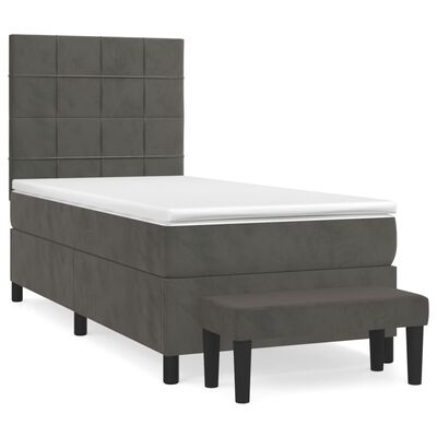 vidaXL Posteľný rám boxspring s matracom tmavosivý 100x200 cm zamat