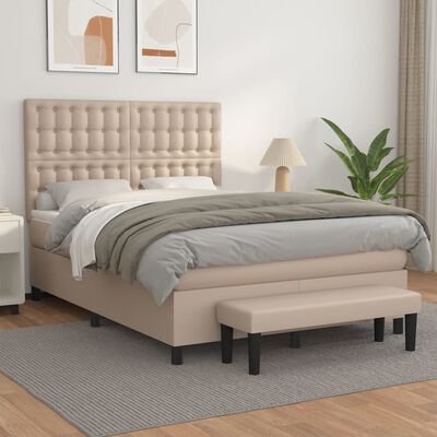 vidaXL Boxspring posteľ s matracom kapučínová 140x190 cm umelá koža