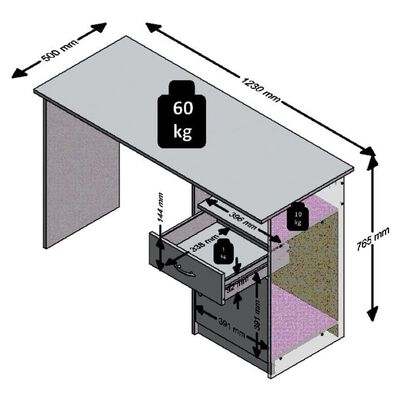 FMD Stôl s 1 zásuvkou 123x50x76,5 cm dubovo-biely