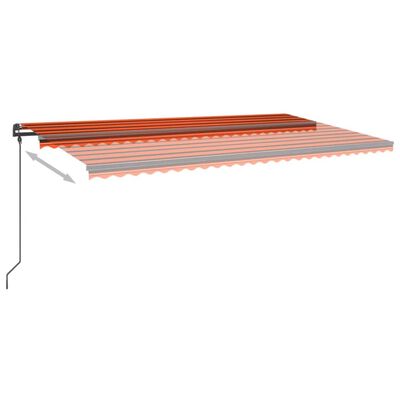 vidaXL Automatická markíza, LED a senzor vetra 6x3 m, oranžová/hnedá