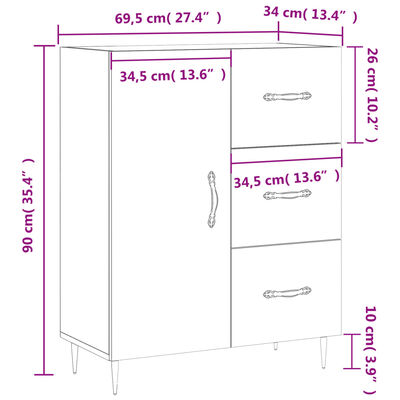 vidaXL Komoda dub sonoma 69,5x34x90 cm kompozitné drevo