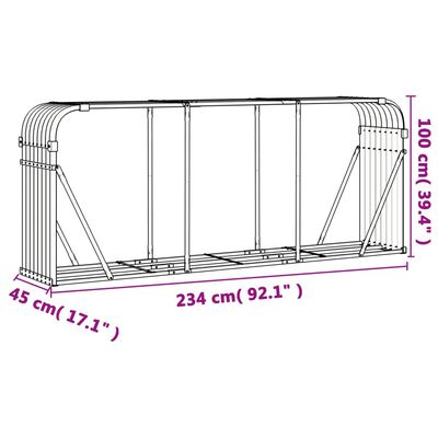 vidaXL Držiak na polená bledosivý 234x45x100 cm pozinkovaná oceľ