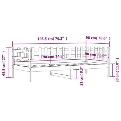 vidaXL Denná posteľ s matracom biela 90x190 cm masívna borovica