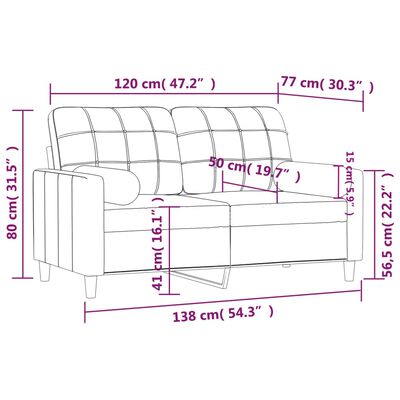 vidaXL 2-miestna pohovka s vankúšmi čierna 120 cm látka