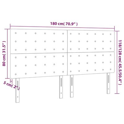 vidaXL Čelo postele s LED modré 180x5x118/128 cm látka