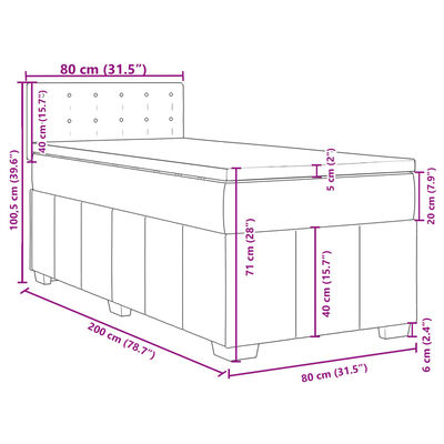 vidaXL Posteľný rám boxspring s matracom čierny 80x200 cm látka