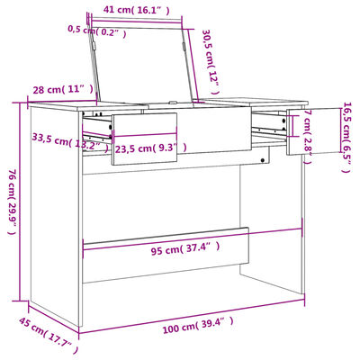 vidaXL Toaletný stolík so zrkadlom čierny 100x45x76 cm