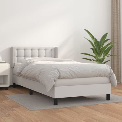 vidaXL Boxspring posteľ s matracom biela 90x200 cm umelá koža