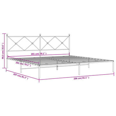 vidaXL Kovový rám postele s čelom čierny 200x200 cm