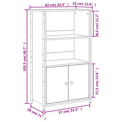 vidaXL Vysoká skrinka dymový dub 62x32x103,5 cm kompozitné drevo