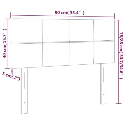 vidaXL Čelo postele bledosivé 90x5x78/88 cm látka