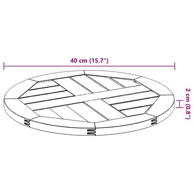 vidaXL Stolová doska Ø40x2 cm okrúhla akáciový masív