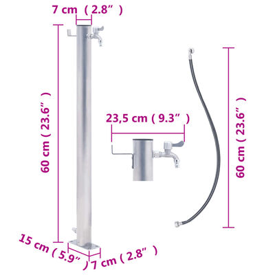 vidaXL Záhradný vodný stĺpik 60 cm nehrdzavejúca oceľ okrúhly