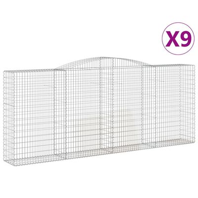 vidaXL Oblúkové gabiónové koše 9ks 400x50x160/180cm pozinkované železo