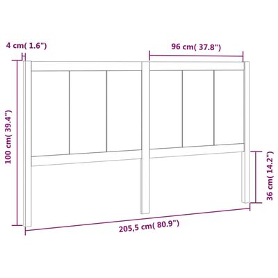 vidaXL Čelo postele čierne 205,5x4x100 cm masívna borovica