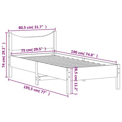 vidaXL Posteľ bez matraca voskovo hnedá 75x190 cm masívna borovica